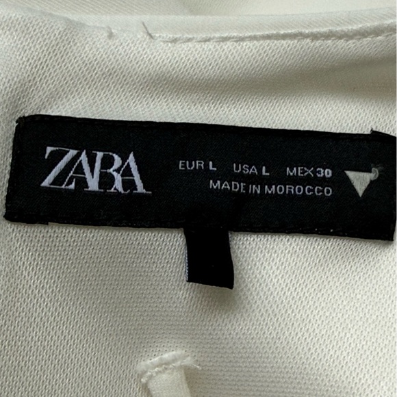Zara White Godet Bow Short Dress Oyster White size L classic mini flare - Picture 14 of 16